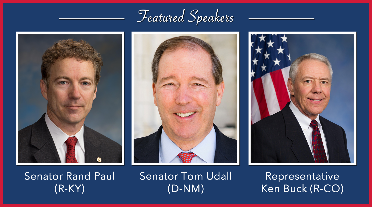 Speakers at the Committee for Responsible Foreign Policy's April 2 Conference on The Future of War Powers: The Importance of Bipartisan Cooperation, Sen Rand Paul (R-KY), Sen Tom Udall (D-NM), Rep Ken Buck (R-CO)